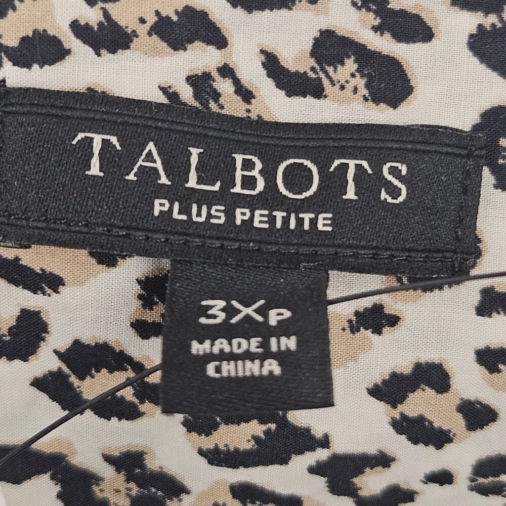 Talbots Plus Petite Leopard Print Button-Down Shirt 3XP 100% Cotton - Picture 3 of 9